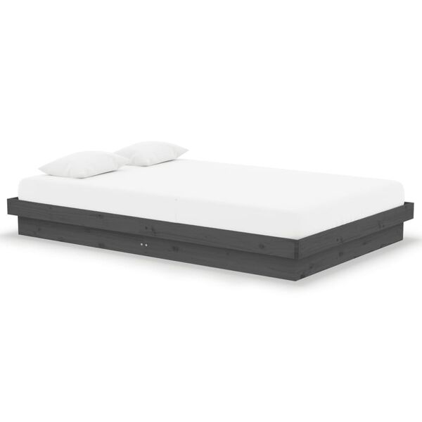 vidaXL Estrutura cama pequena casal 120x190 cm pinho maciço cinza