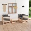 vidaXL 5 pcs conjunto lounge de jardim c/ almofadões pinho maciço