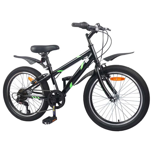 vidaXL Bicicleta Infantil 24 Polegadas 6-Speed para 8-12 anos Preto