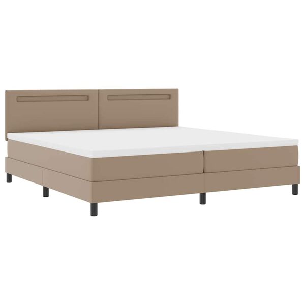 vidaXL Cama Box com colch&atilde;o Cappuccino 200 x 200 cm Couro sint&eacute;tico
