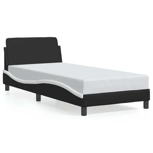 vidaXL Estrutura de cama Dover couro artif. 80x200 cm preto/branco