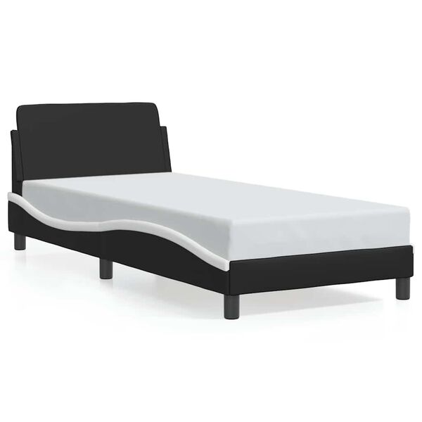 vidaXL Estrutura de cama Dover couro artif. 80x200 cm preto/branco