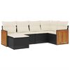 vidaXL 6 pcs conjunto sof&aacute;s de jardim c/ almofad&otilde;es vime PE preto