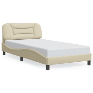 vidaXL Estrutura de cama sem colch&atilde;o Hvar 100x200 cm tecido cor creme