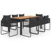 vidaXL 9 pcs conjunto de jantar p/ jardim vime de PVC preto e castanho