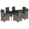 vidaXL 7 pcs conjunto de jantar p/ jardim c/ almofad&otilde;es vime PE cinza