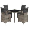 vidaXL 5 pcs conjunto bistr&ocirc; de jardim c/ almofad&otilde;es vime PE cinza