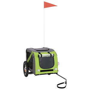 vidaXL Reboque de bicicleta p/ animais tecido oxford/ferro verde/cinza