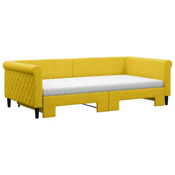 vidaXL Sof&aacute;-cama com gavet&atilde;o e colch&otilde;es 100x200 cm veludo amarelo