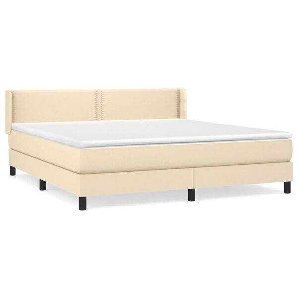 vidaXL Cama com molas/colch&atilde;o 180x200 cm tecido cor creme