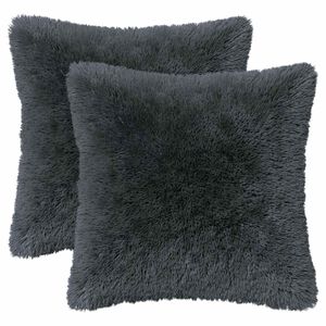 vidaXL Almofada com travesseiro HEERLEN 6 unid. Antracite Fleece PV