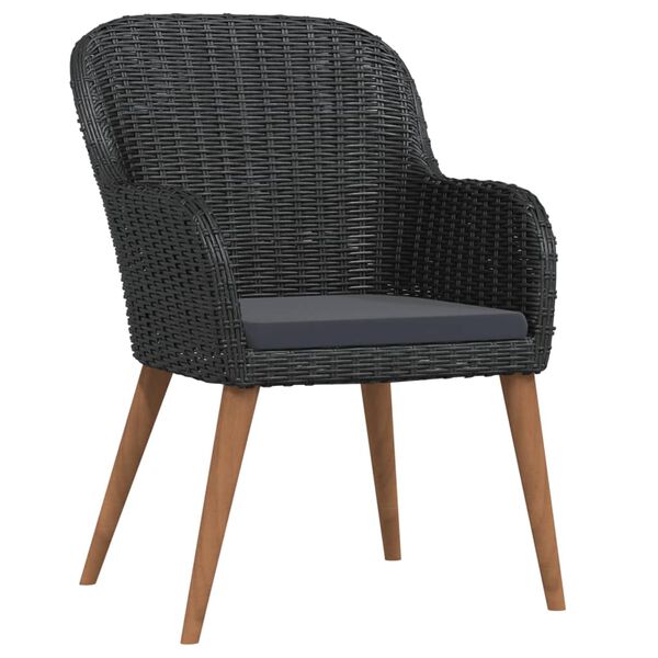 vidaXL 7 pcs conjunto de jantar para jardim com almofadões preto