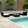 vidaXL 8 pcs conjunto lounge de jardim c/ almofad&otilde;es vime PE preto