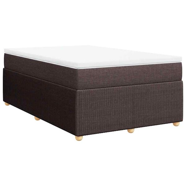 vidaXL Cama boxspring com colchão 120x190 cm tecido castanho-escuro