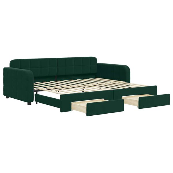 vidaXL Sof&aacute;-cama c/ gavet&atilde;o e gavetas 90x200 cm veludo verde-escuro