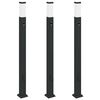 vidaXL Conjunto de 3 postes de ilumina&ccedil;&atilde;o com sensor e tomada, 110 cm, pretos, IP44