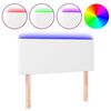 vidaXL Cabeceira de cama c/ LED couro artificial 100x5x78/88 cm branco