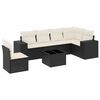vidaXL 7 pcs conjunto de sof&aacute;s p/ jardim c/ almofad&otilde;es vime PE preto