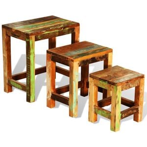 vidaXL Mesas de encastrar vintage 3 pcs madeira reciclada