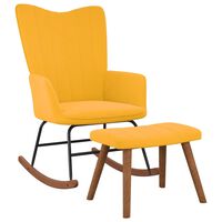 vidaXL Cadeira de baloiço com banco veludo amarelo mostarda