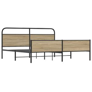 vidaXL Estrutura de cama sem colch&atilde;o 193x203cm metal carvalho fumado