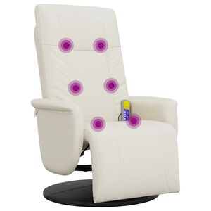vidaXL Cadeira massagens reclin&aacute;vel c/apoio p&eacute;s couro artificial creme