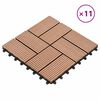 vidaXL Telha de Deck 11 pcs Castanho 30 x 30 cm WPC