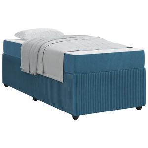 vidaXL Estrutura da Cama com colch&atilde;o Azul 100 x 200 cm tecido