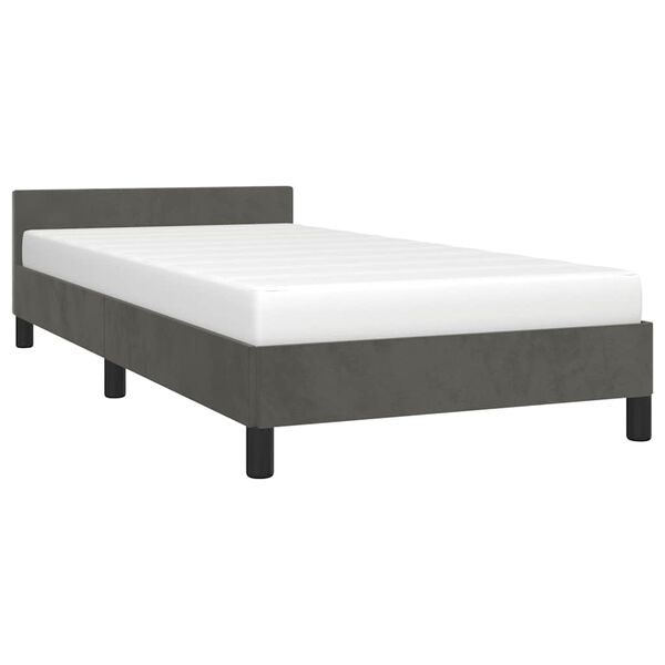 vidaXL Estrutura de cama sem colch&atilde;o 90x200 cm veludo cinzento-escuro