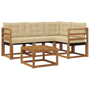 vidaXL Conjunto de Sof&aacute;s para Exterior 5 unid. Natural e Bege
