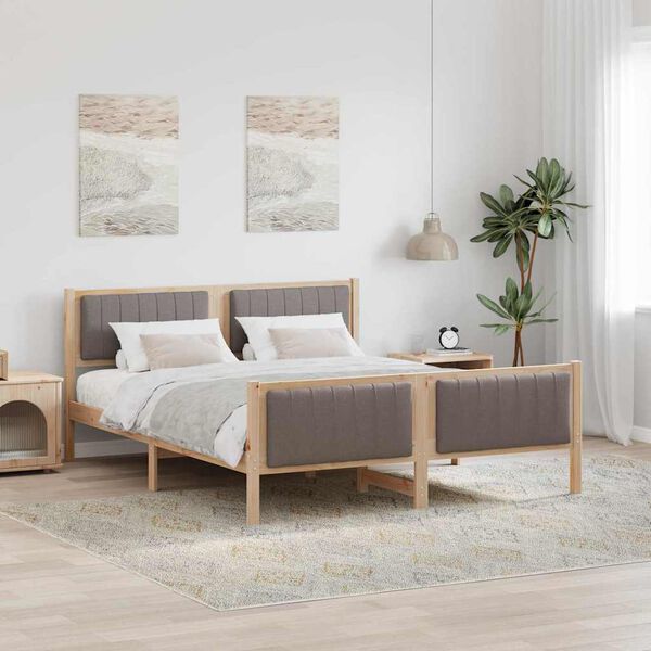 vidaXL Estrutura da cama com cabeceira Marrom e taupe 150 x 200 cm