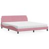 vidaXL Cama com colch&atilde;o Dover 180x200 cm veludo rosa