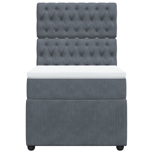 vidaXL Cama com molas/colch&atilde;o 90x190 cm veludo cinza-escuro