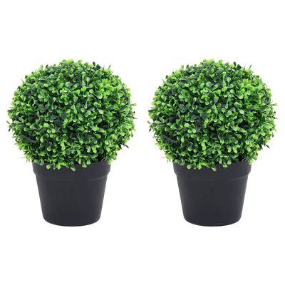 vidaXL Plantas bolas de buxo artificiais c/ vasos 2 pcs 27 cm verde