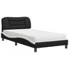 vidaXL Cama com colch&atilde;o Hvar 100x200 cm couro artificial preto e branco