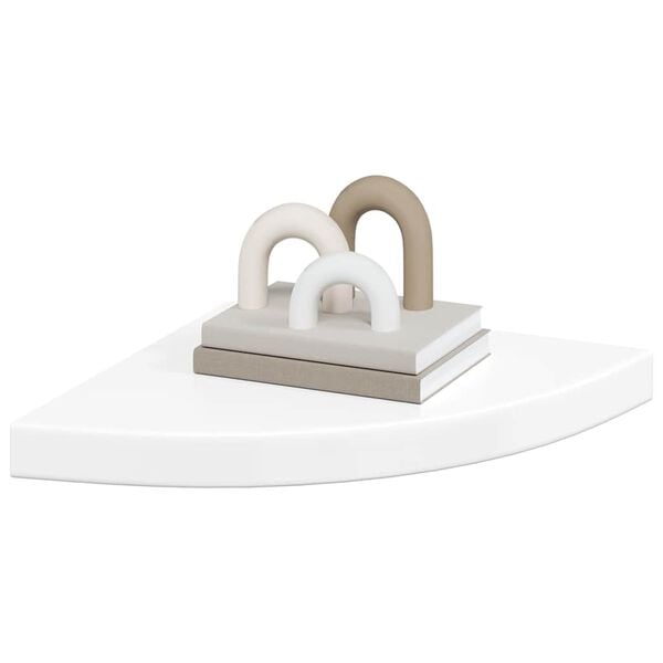 vidaXL Prateleiras canto suspensas 4 pcs 35x35x3,8cm MDF branco brilh.