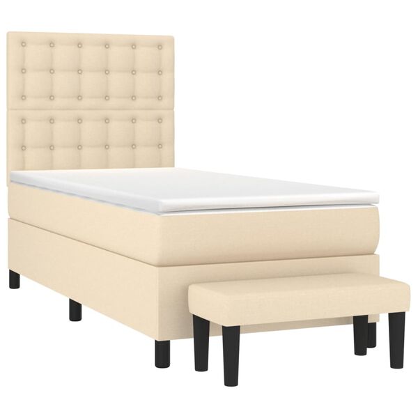 vidaXL Cama com molas/colch&atilde;o 100x200 cm tecido cor creme