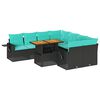 vidaXL 9 pcs conjunto de sof&aacute;s p/ jardim c/ almofad&otilde;es vime PE preto