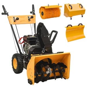 vidaXL Conjunto de limpa-neves e varredor 4-em-1 a gasolina 6,5 CV
