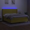 vidaXL Cama box spring c/ colch&atilde;o e LED 180x200 cm tecido verde