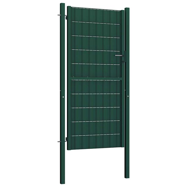 vidaXL Port&atilde;o de cerca em PVC e a&ccedil;o 100x204 cm verde
