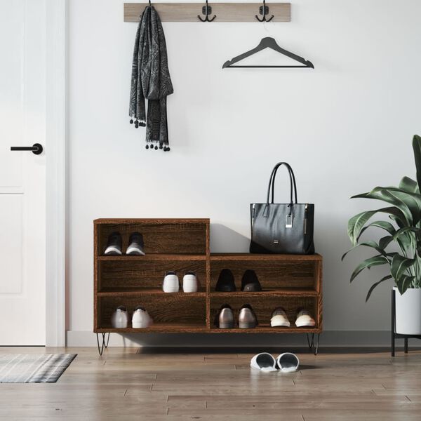vidaXL Sapateira 102x36x60 cm derivados de madeira carvalho castanho