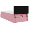 vidaXL Estrutura de cama otomana com colchão rosa 90x200cm veludo