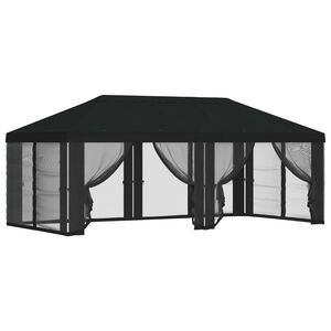 vidaXL Capa de Gazebo com Laterais Preto 600,5 x 300,5 cm Poli&eacute;ster