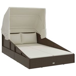 vidaXL Espregui&ccedil;adeira c/ teto dobr&aacute;vel 200x114x128cm vime PE castanho
