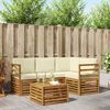 vidaXL Conjunto de Sof&aacute;s para Exterior 5 pcs Natural e Creme