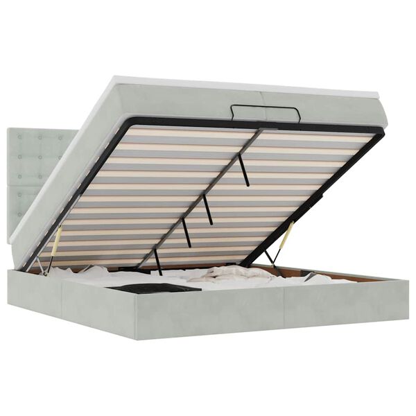 vidaXL Estrutura cama otomana colch&otilde;es 200x200cm veludo cinzento claro