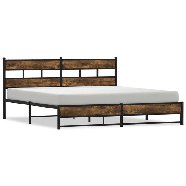 vidaXL Estrutura de cama sem colch&atilde;o 193x203cm metal carvalho fumado