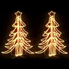 vidaXL &Aacute;rvore de Natal dobr&aacute;vel c/ LEDs 2pcs 87x87x93 cm branco quente