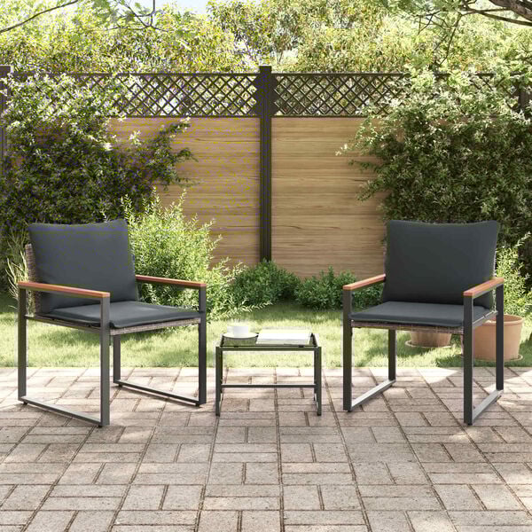 vidaXL Conjuntos de m&oacute;veis 3 pcs Cinza e Cinza Escuro Vime